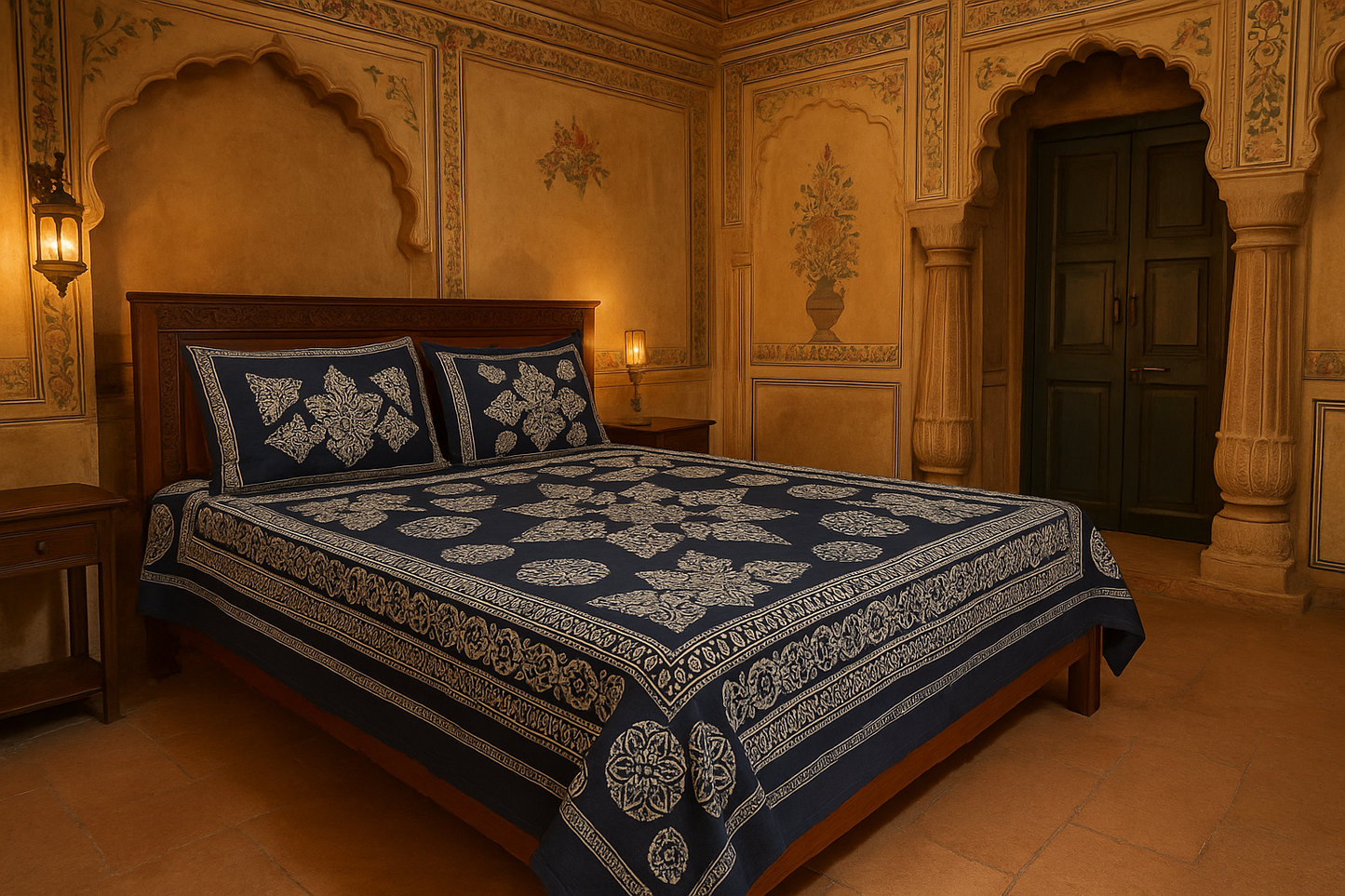 Batik Bed Sheet - Double - Bluish Grey