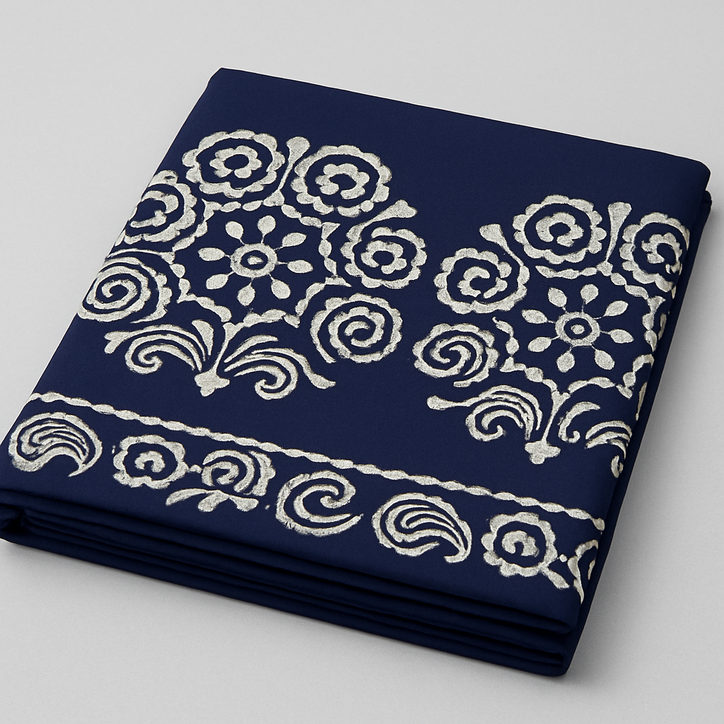 Batik Bedsheet - Double - Navy Blue
