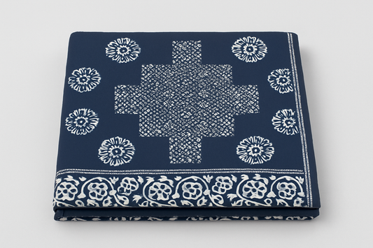 Batik Bedsheet - Double - Bluish Grey
