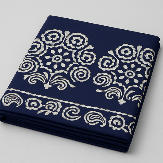 Batik Bedsheet - Double - Navy Blue