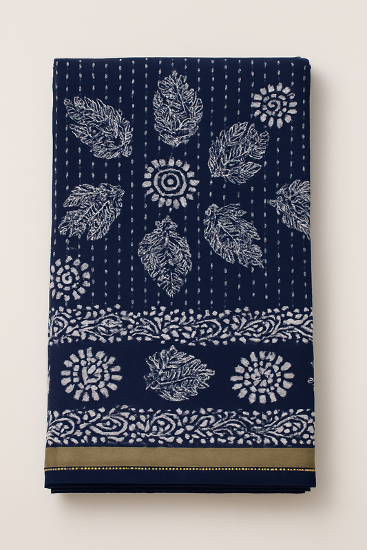 Batik Saree - Navy Blue
