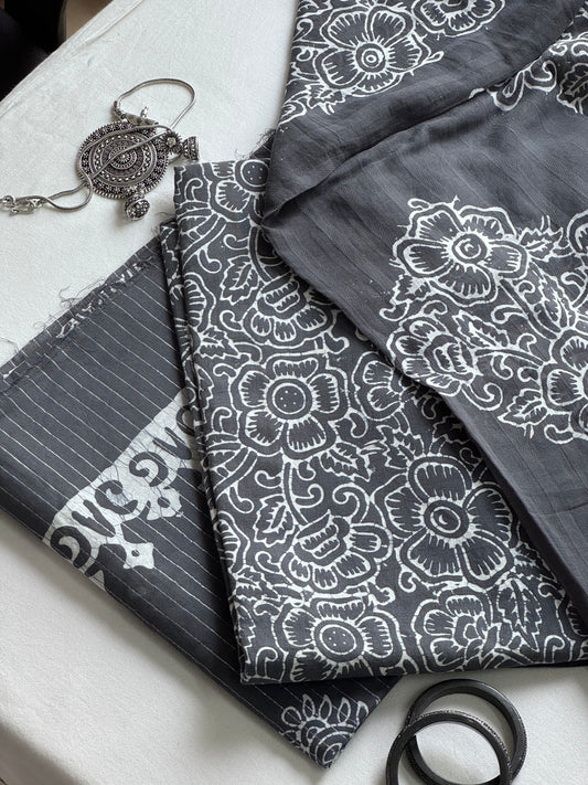 Batik Suit - Grey (Unstitched)