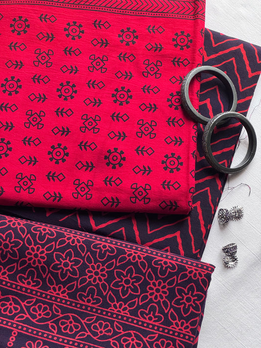 Batik Suit - Red (Unstitched)